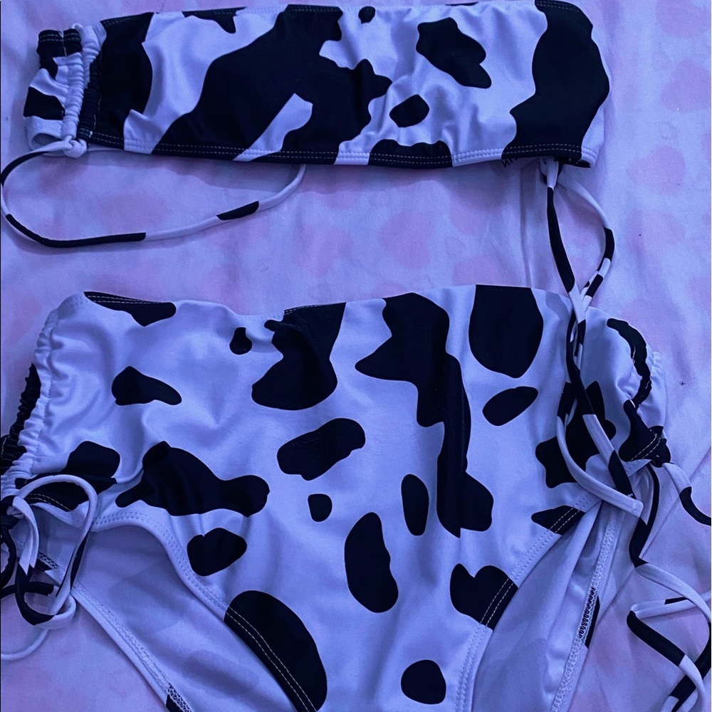 SHEIN cow two piece high waisted swim suit